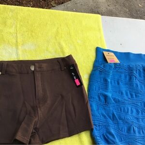 (40) NWT Aura Via Tube Top One Size & Brown Denim Shorts Size L/XL